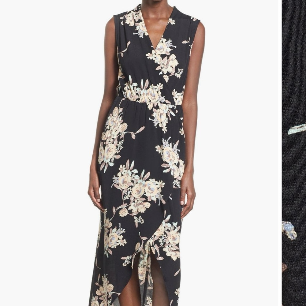 Astr the Label black floral wrap maxi